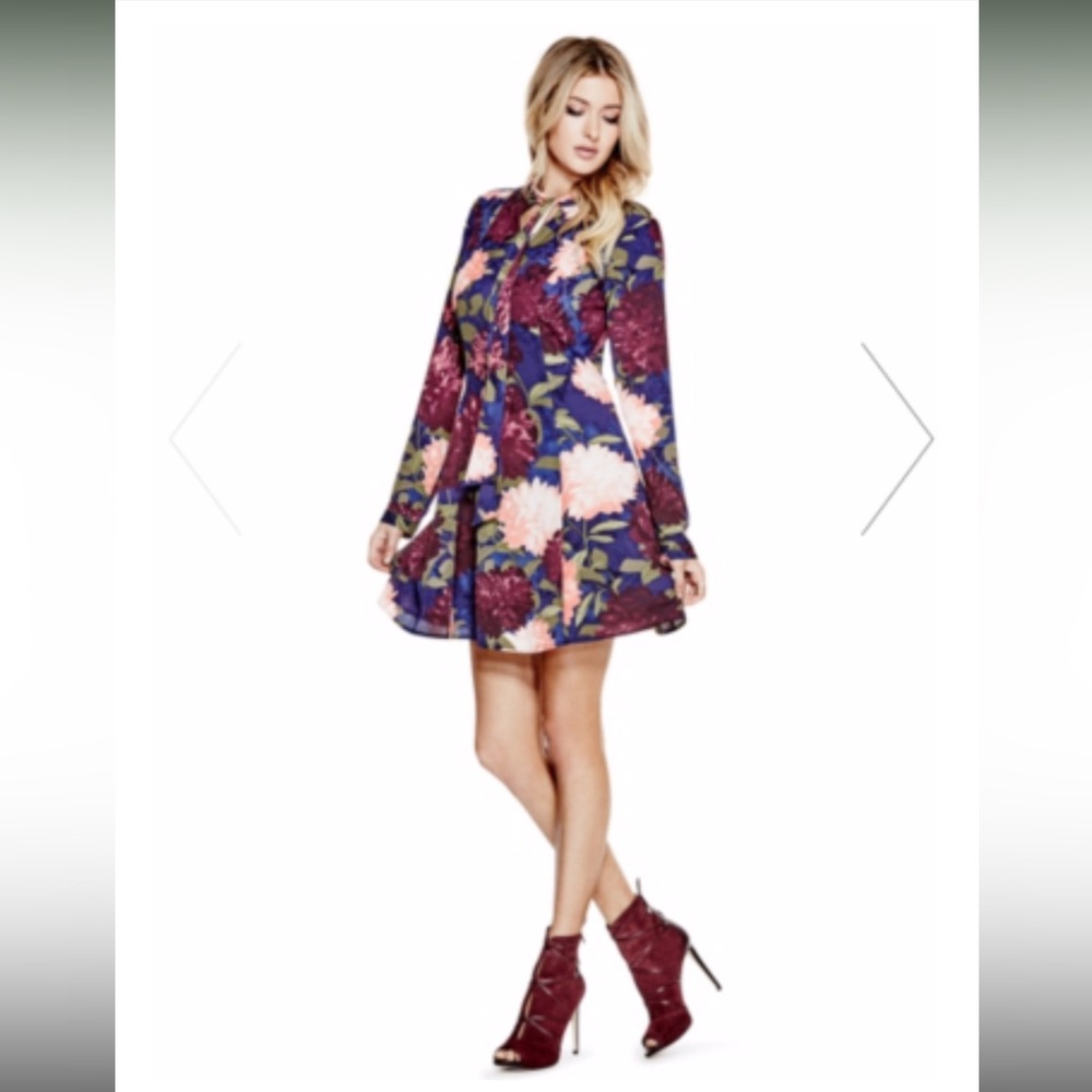 NWT Guess Madalyn Floral Long Sleeve Dress Medium